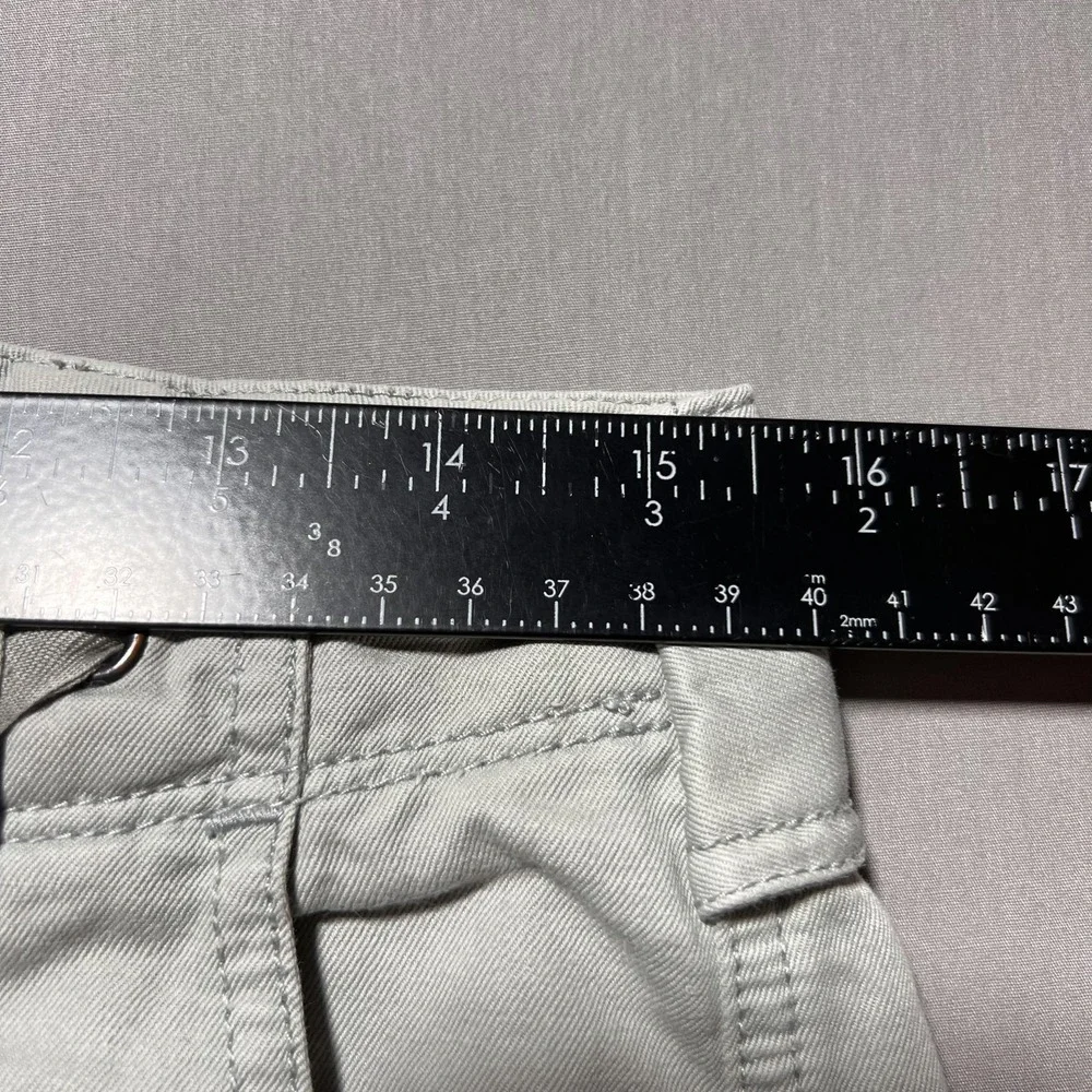 IKKS Cargo Pants Womens‎ 40 Light Gray Cropped Capri Drawstring Button Hem Twill
